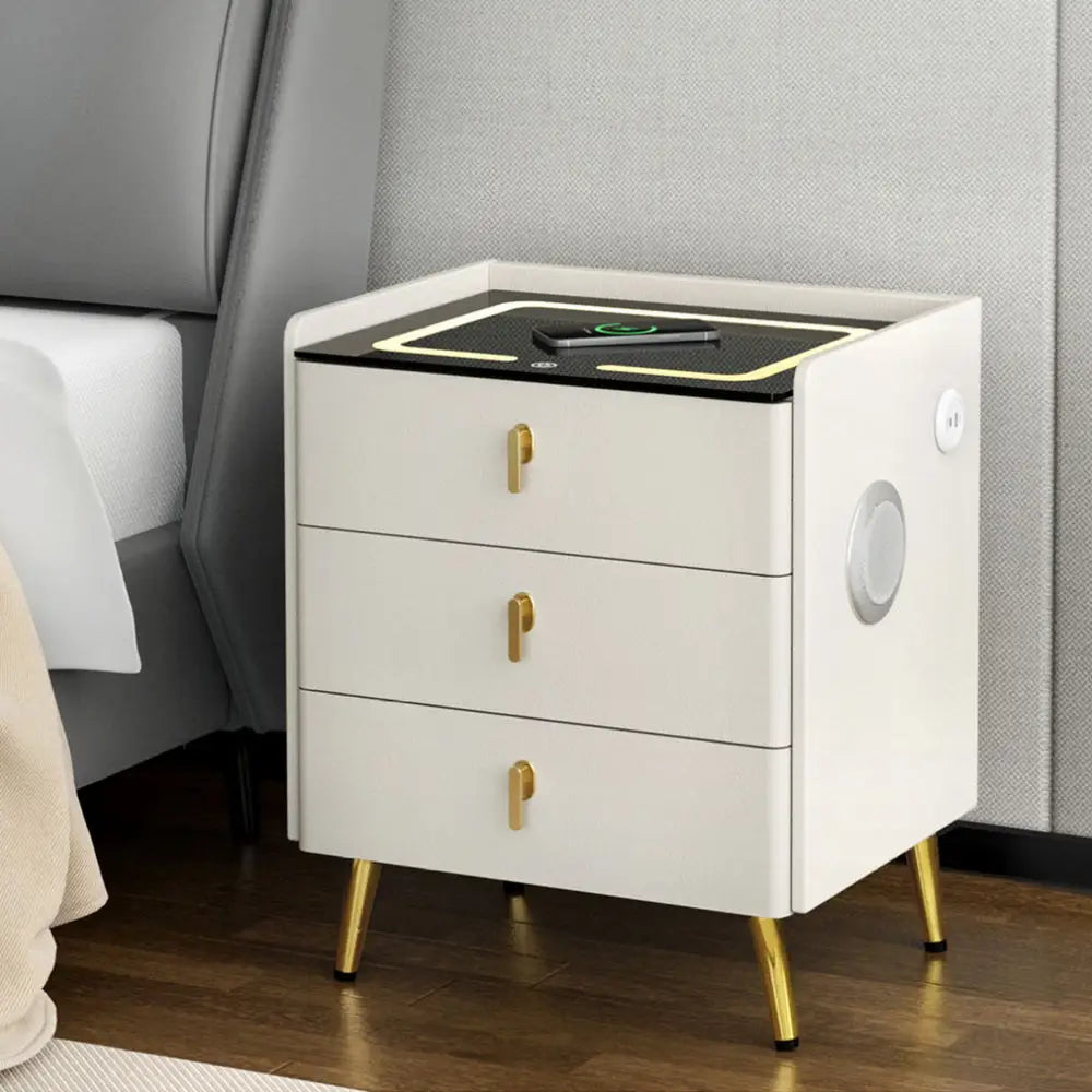 Artiss Bedside Table Wireless Charging - ALMA White - Furniture > Bedroom > Bedside Tables