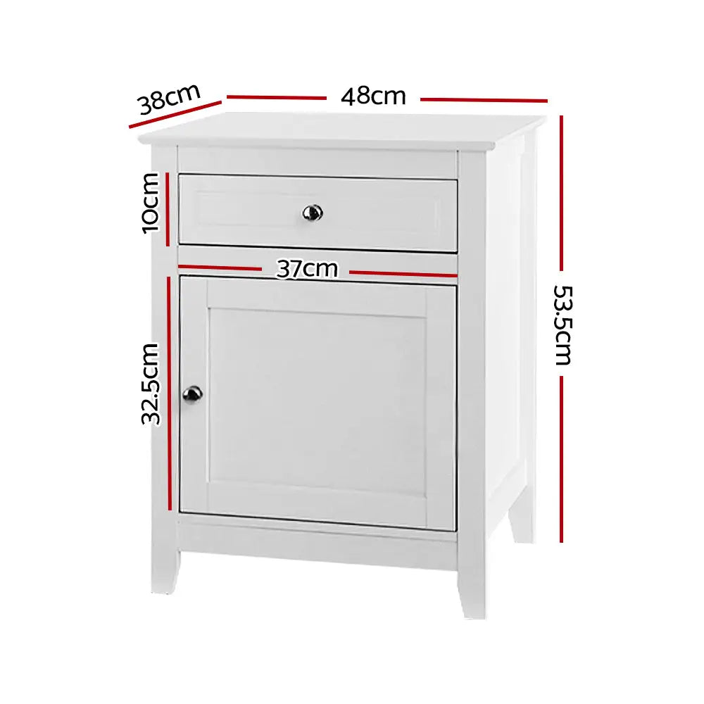 Artiss Bedside Tables Big Storage Drawers Cabinet Nightstand Lamp Chest White - Furniture > Bedroom