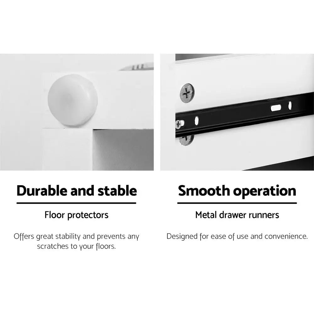 Artiss Bedside Tables LED 2 Drawers - REMI White - Furniture > Bedroom