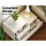 Artiss Bedside Tables LED 2 Drawers - REMI White - Furniture > Bedroom