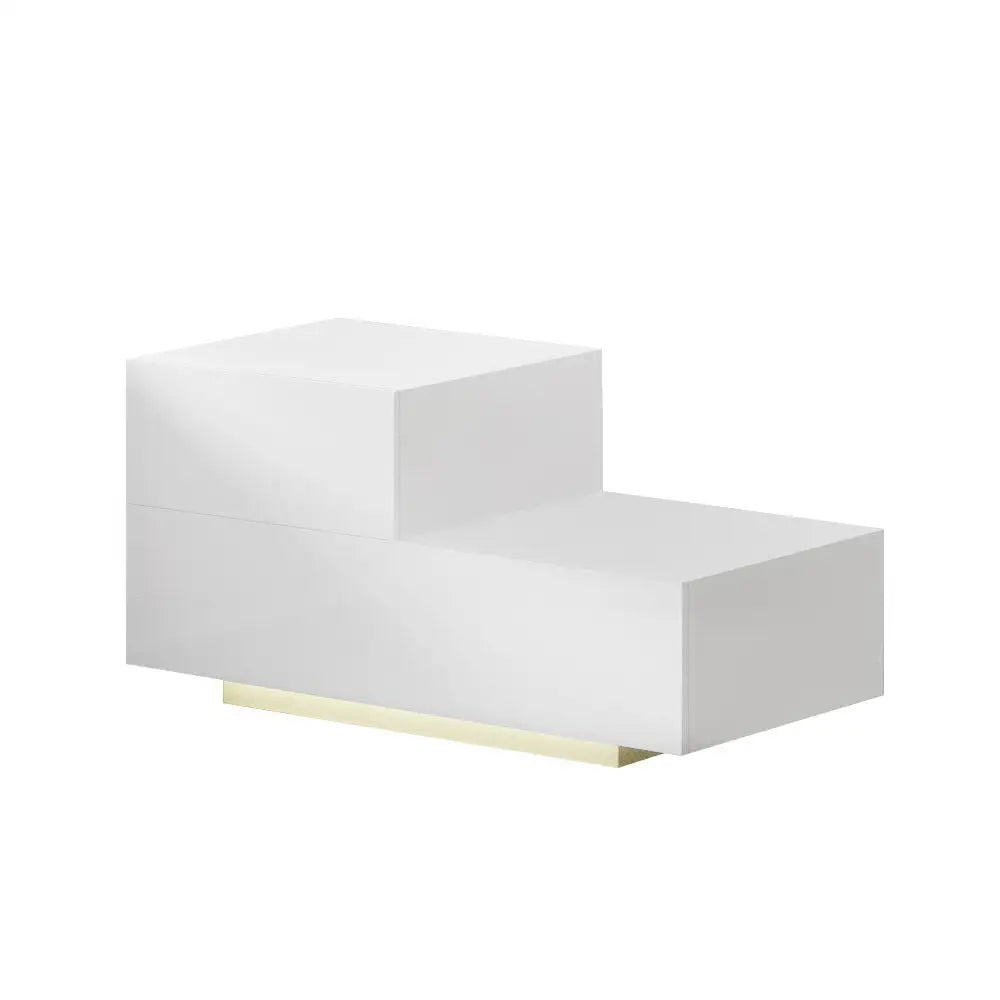 Artiss Bedside Tables LED 2 Drawers - REMI White - Furniture > Bedroom