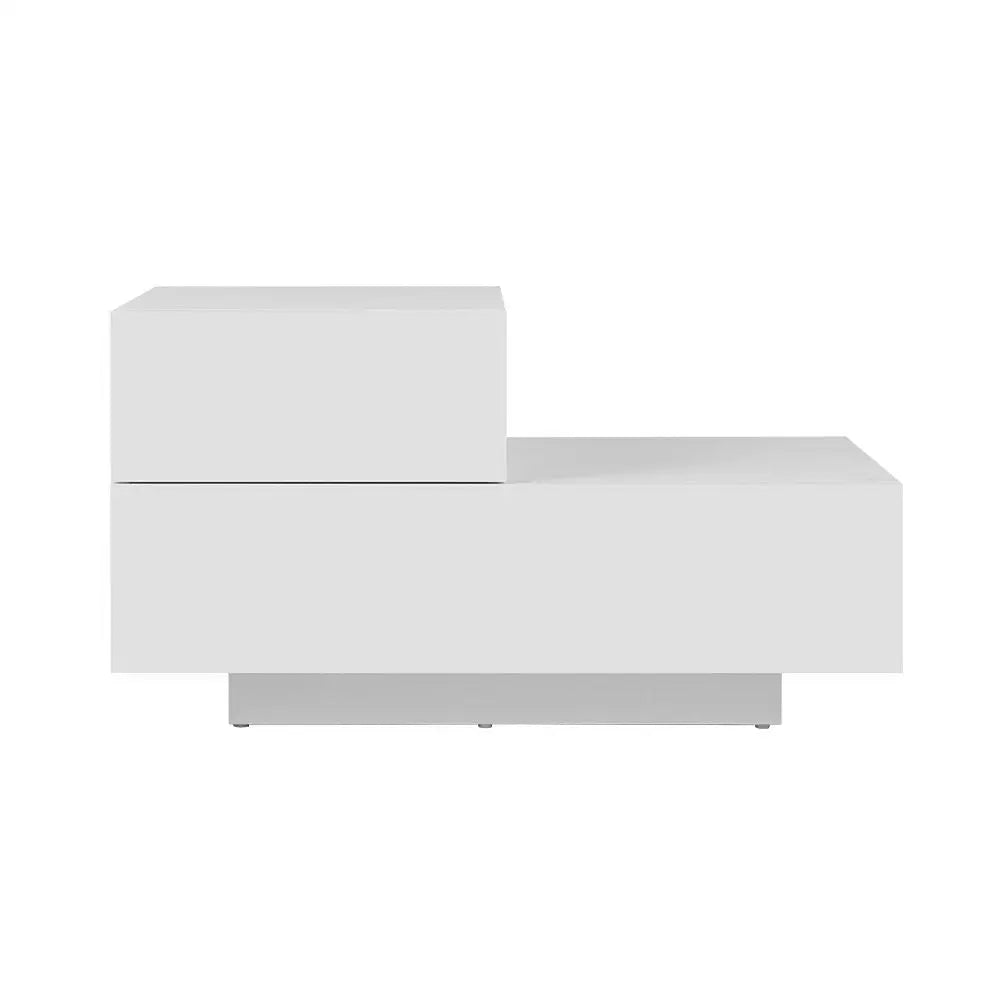Artiss Bedside Tables LED 2 Drawers - REMI White - Furniture > Bedroom