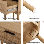 Artiss Bedside Tables Table 1 Drawer Storage Cabinet Rattan Wood Nightstand - Furniture > Bedroom