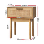 Artiss Bedside Tables Table 1 Drawer Storage Cabinet Rattan Wood Nightstand - Furniture > Bedroom