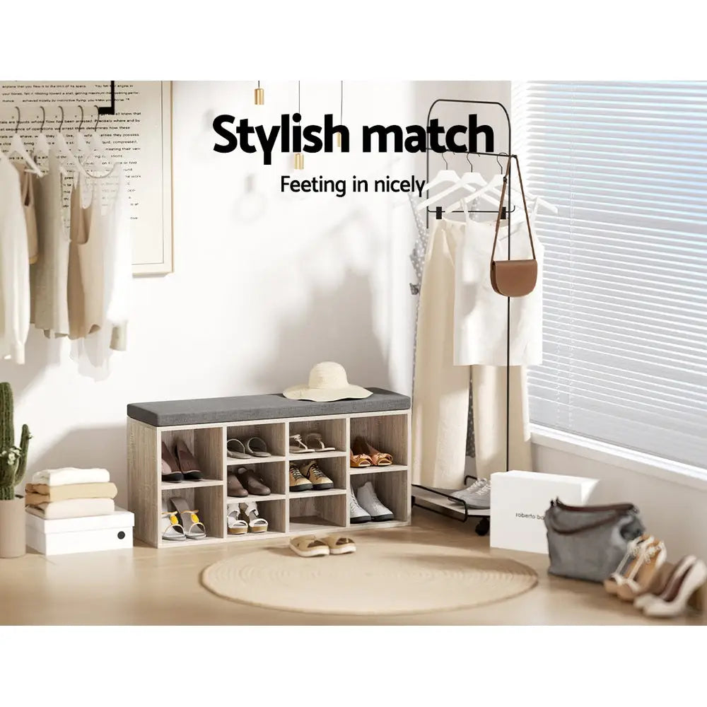 Artiss Bench Wooden Shoe Rack Storage - Furniture > Living Room