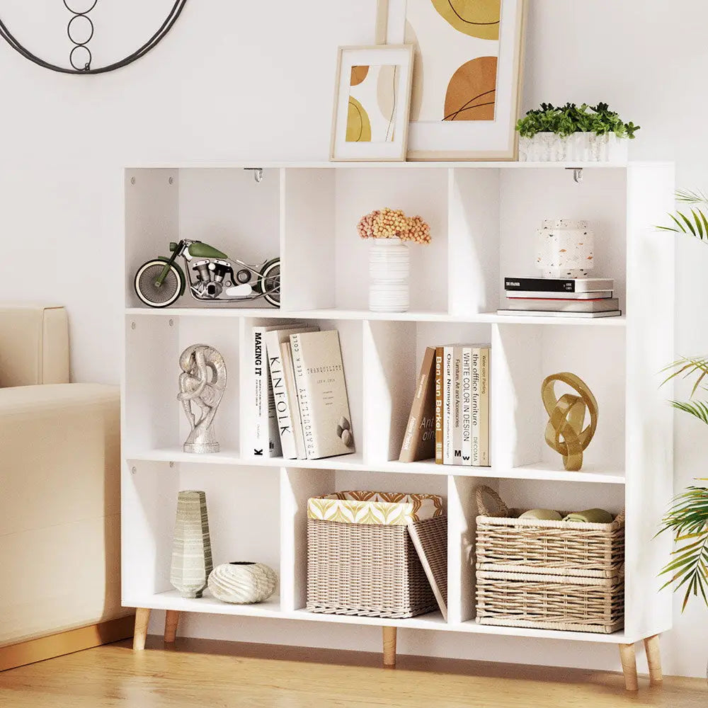 Artiss Bookshelf 3 Tiers 10 Cubes - CORA White - Furniture > Living Room > Bookcases & Shelves