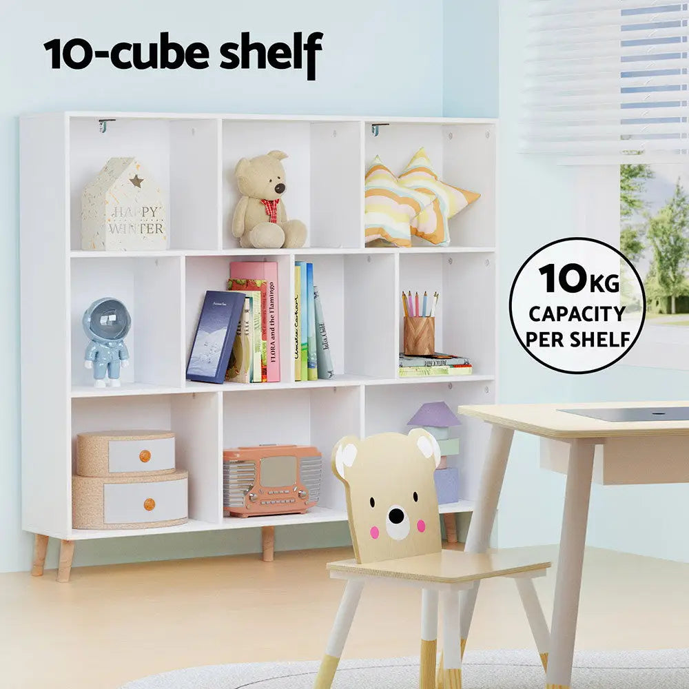 Artiss Bookshelf 3 Tiers 10 Cubes - CORA White - Furniture > Living Room > Bookcases & Shelves