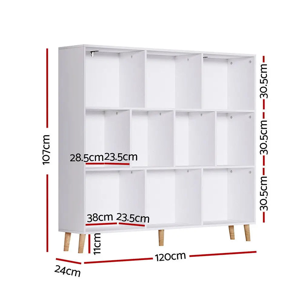 Artiss Bookshelf 3 Tiers 10 Cubes - CORA White - Furniture > Living Room > Bookcases & Shelves