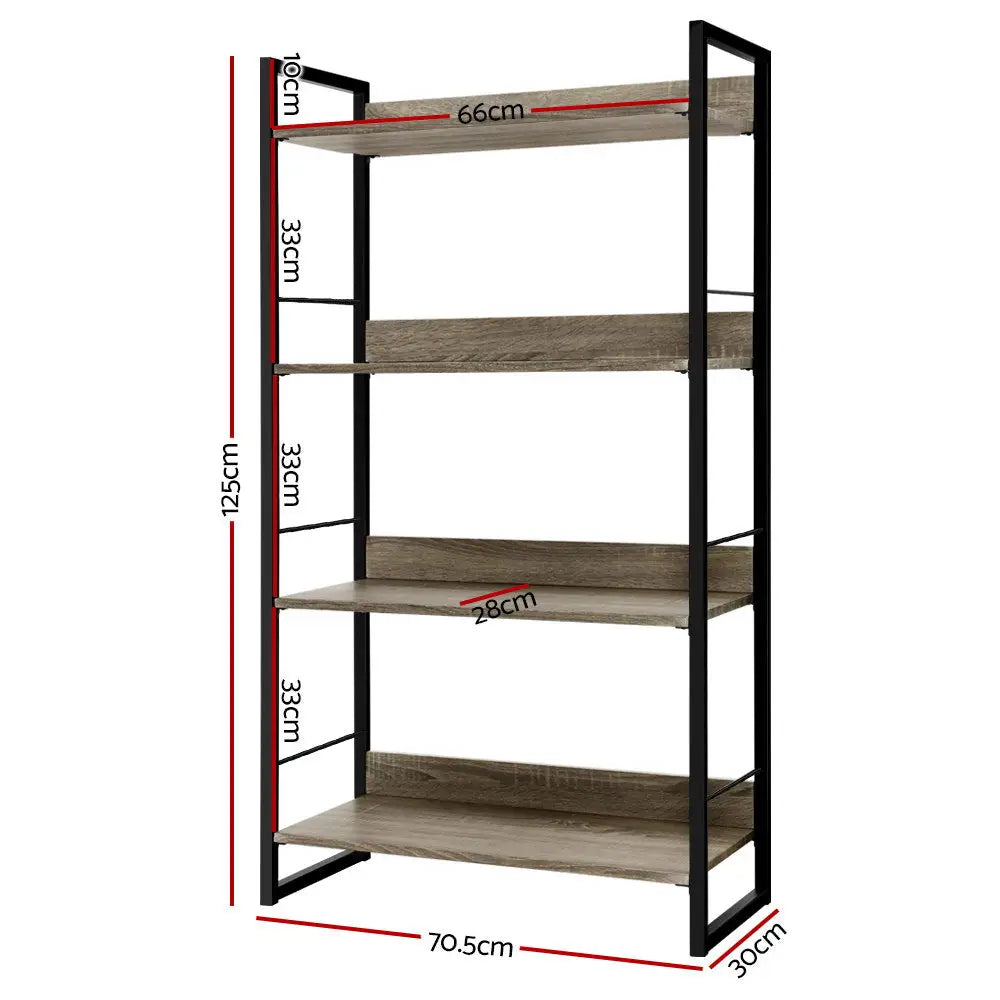 Artiss Bookshelf 4 Tiers - NOE Black and Oak - Furniture > Office