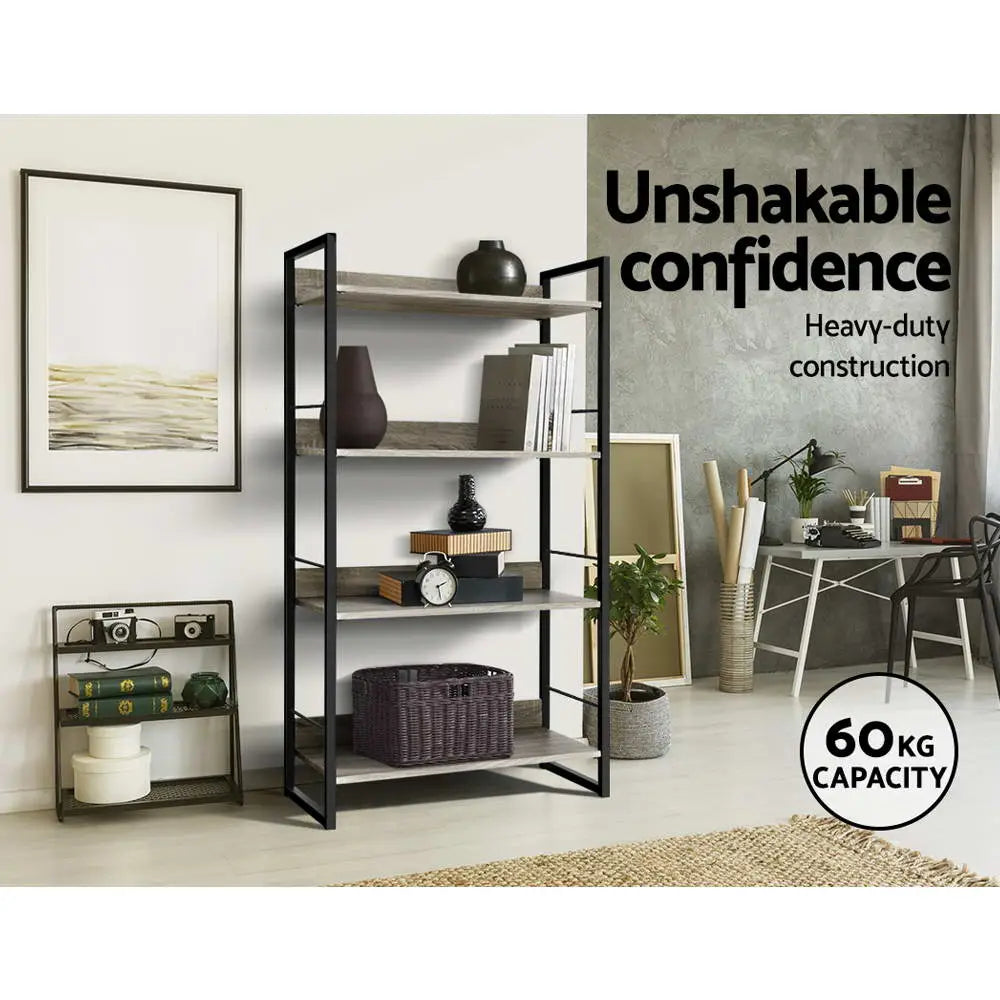 Artiss Bookshelf 4 Tiers - NOE Black and Oak - Furniture > Office