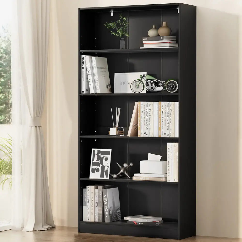 Artiss Bookshelf 5 Tiers ANTON Black - Furniture > Bedroom