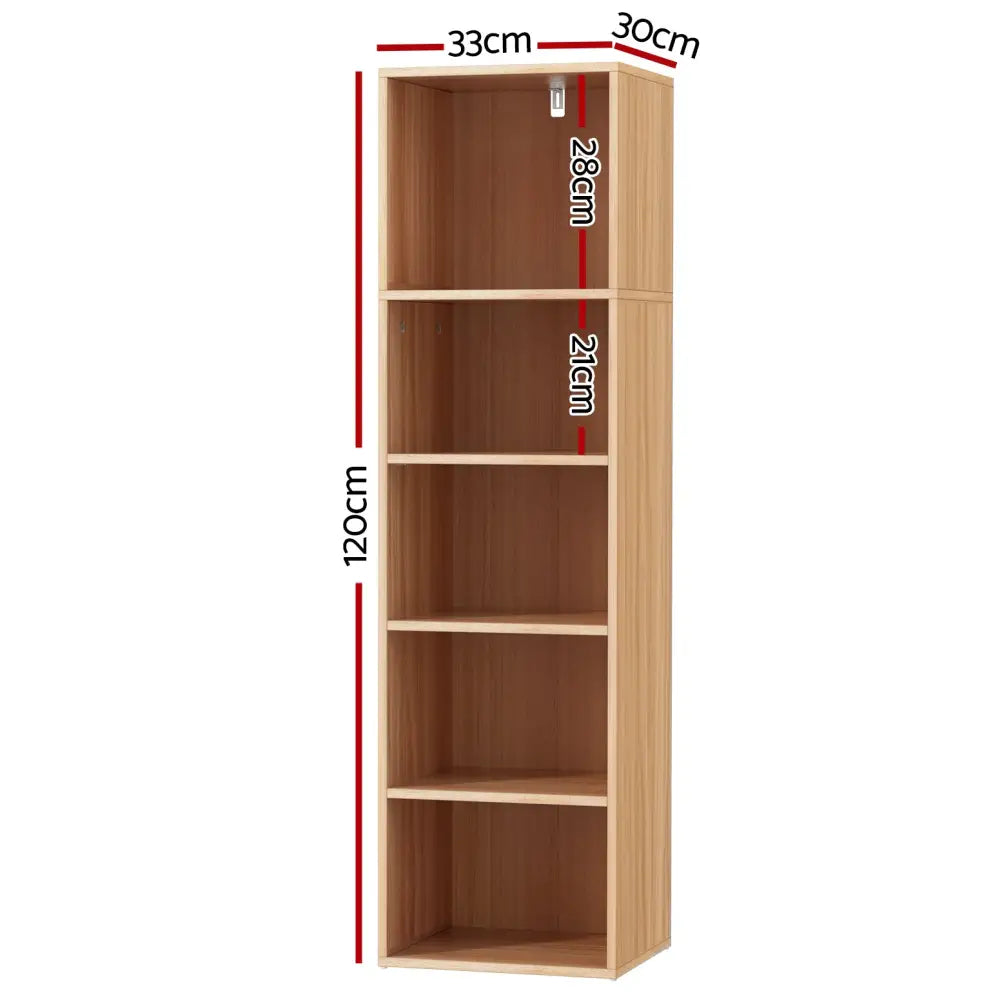 Artiss Bookshelf 5 Tiers MILO Pine - Furniture > Living Room