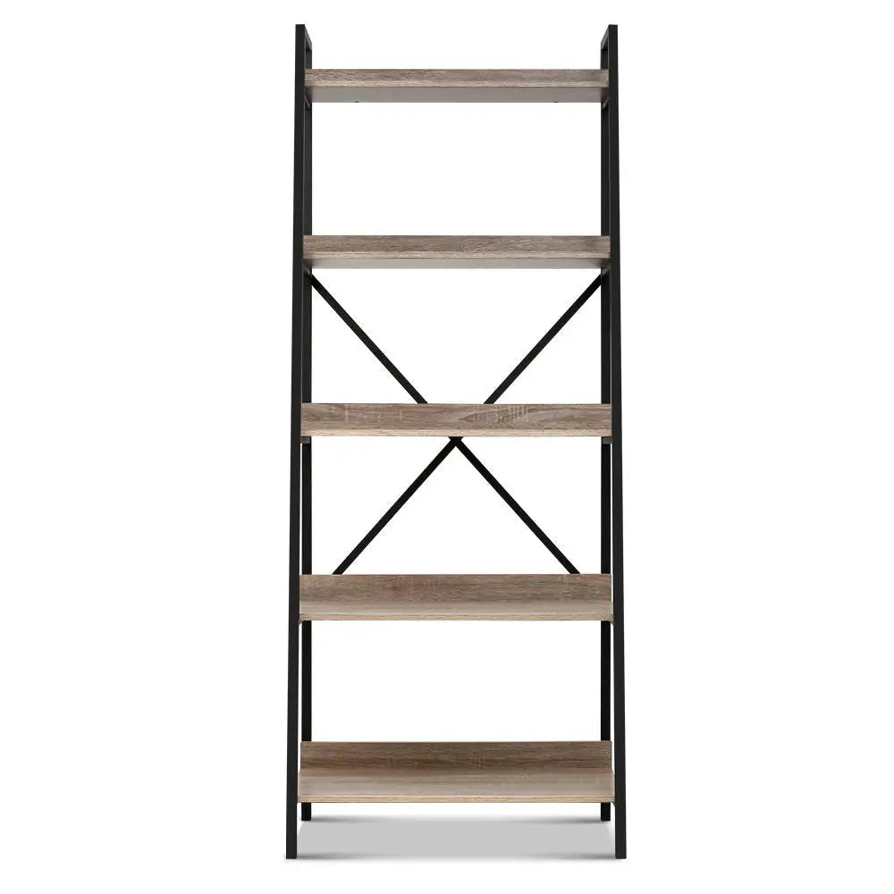 Artiss Bookshelf 5 Tiers - NOR Black and Oak - Furniture > Office