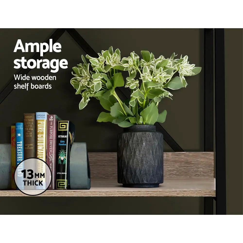 Artiss Bookshelf 5 Tiers - NOR Black and Oak - Furniture > Office