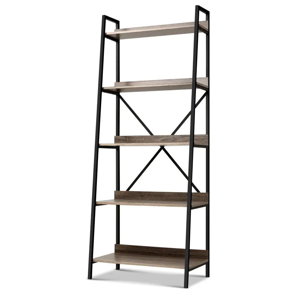 Artiss Bookshelf 5 Tiers - NOR Black and Oak - Furniture > Office
