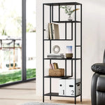 Artiss Bookshelf 5 Tiers RHYS Black - Furniture > Living Room