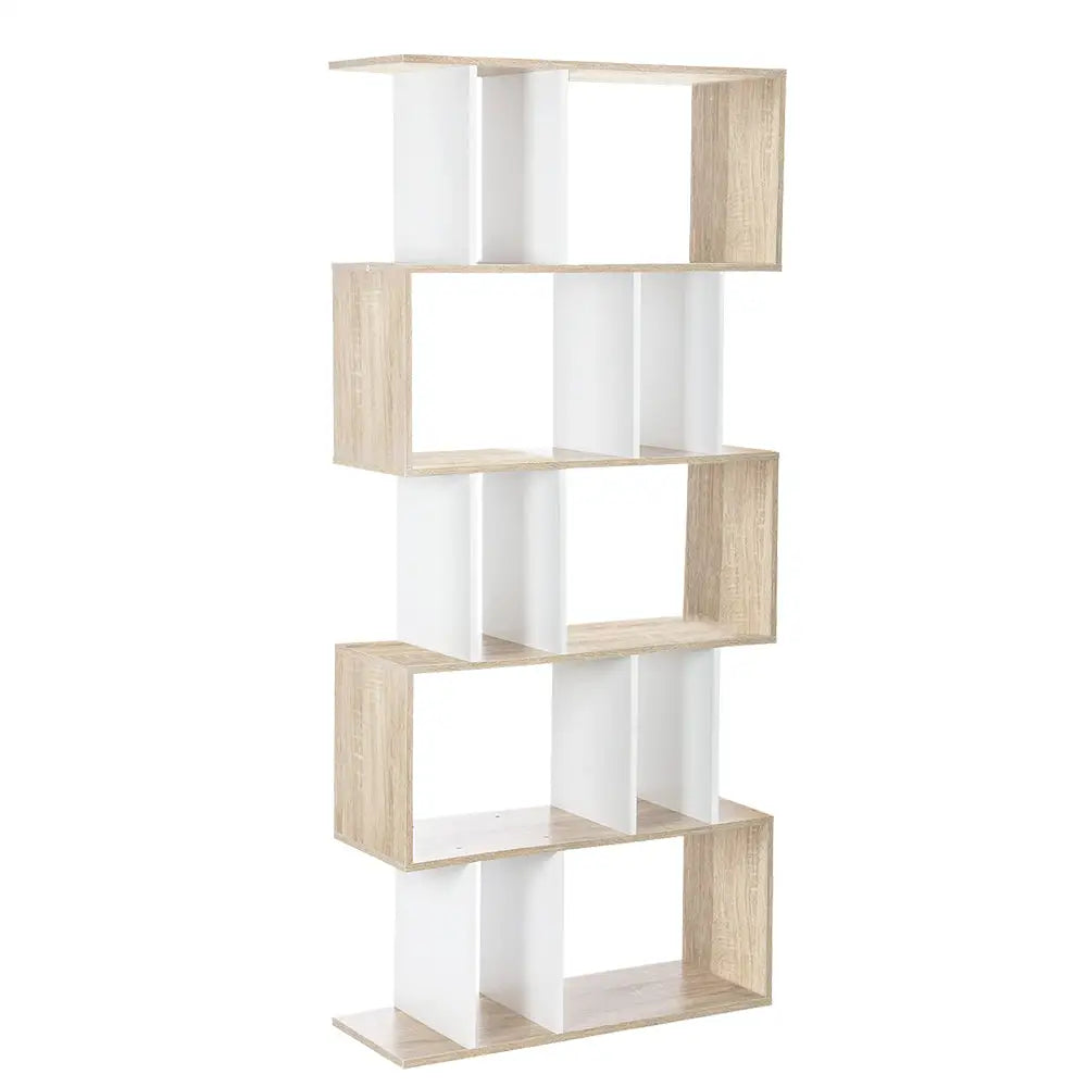 Artiss Bookshelf 5 Tiers - RITA White and Oak - Furniture > Living Room