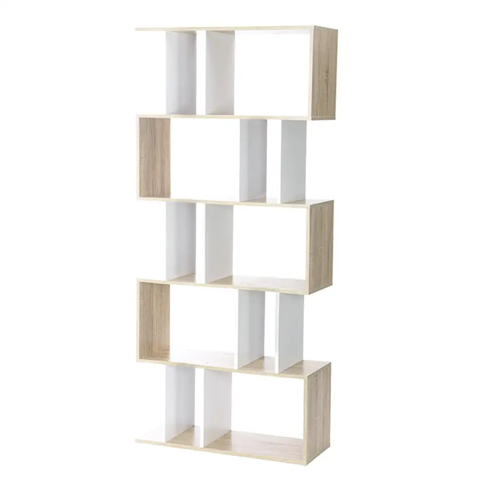 Artiss Bookshelf 5 Tiers - RITA White and Oak - Furniture > Living Room