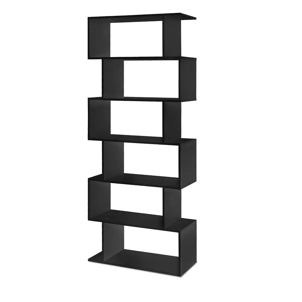 Artiss Bookshelf 6 Tiers - RIVA Black - Furniture > Bedroom