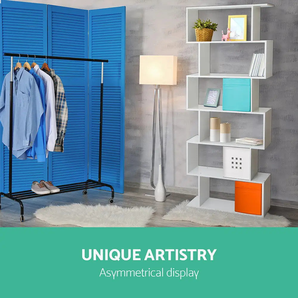 Artiss Bookshelf 6 Tiers - RIVA White - Furniture > Bedroom