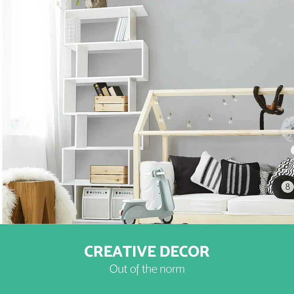 Artiss Bookshelf 6 Tiers - RIVA White - Furniture > Bedroom