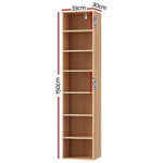 Artiss Bookshelf 7 Tiers MILO Pine - Furniture > Living Room