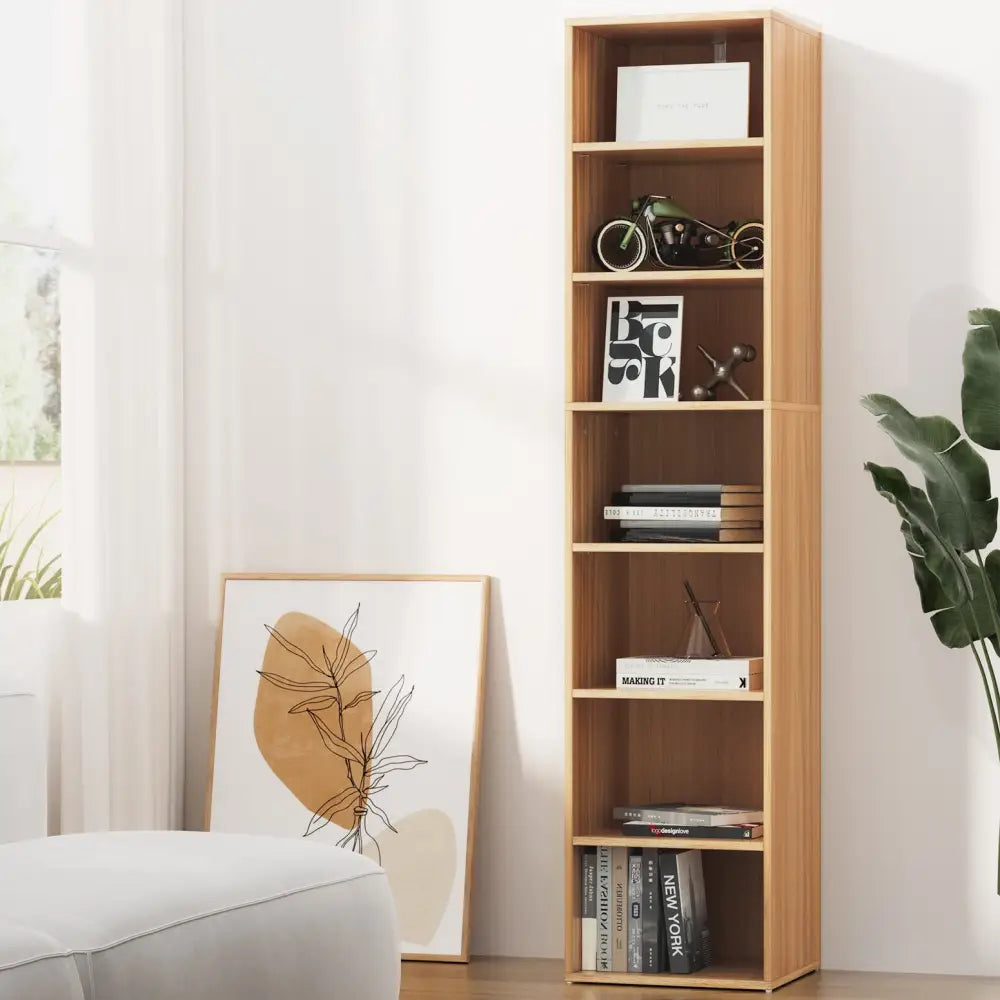 Artiss Bookshelf 7 Tiers MILO Pine - Furniture > Living Room