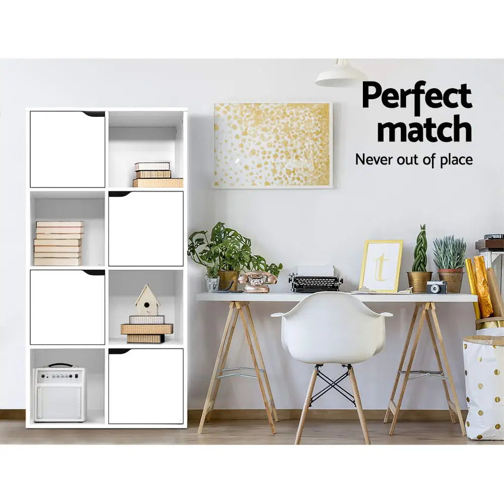 Artiss Bookshelf 8 Cube Shlef - DANA White - Furniture > Living Room