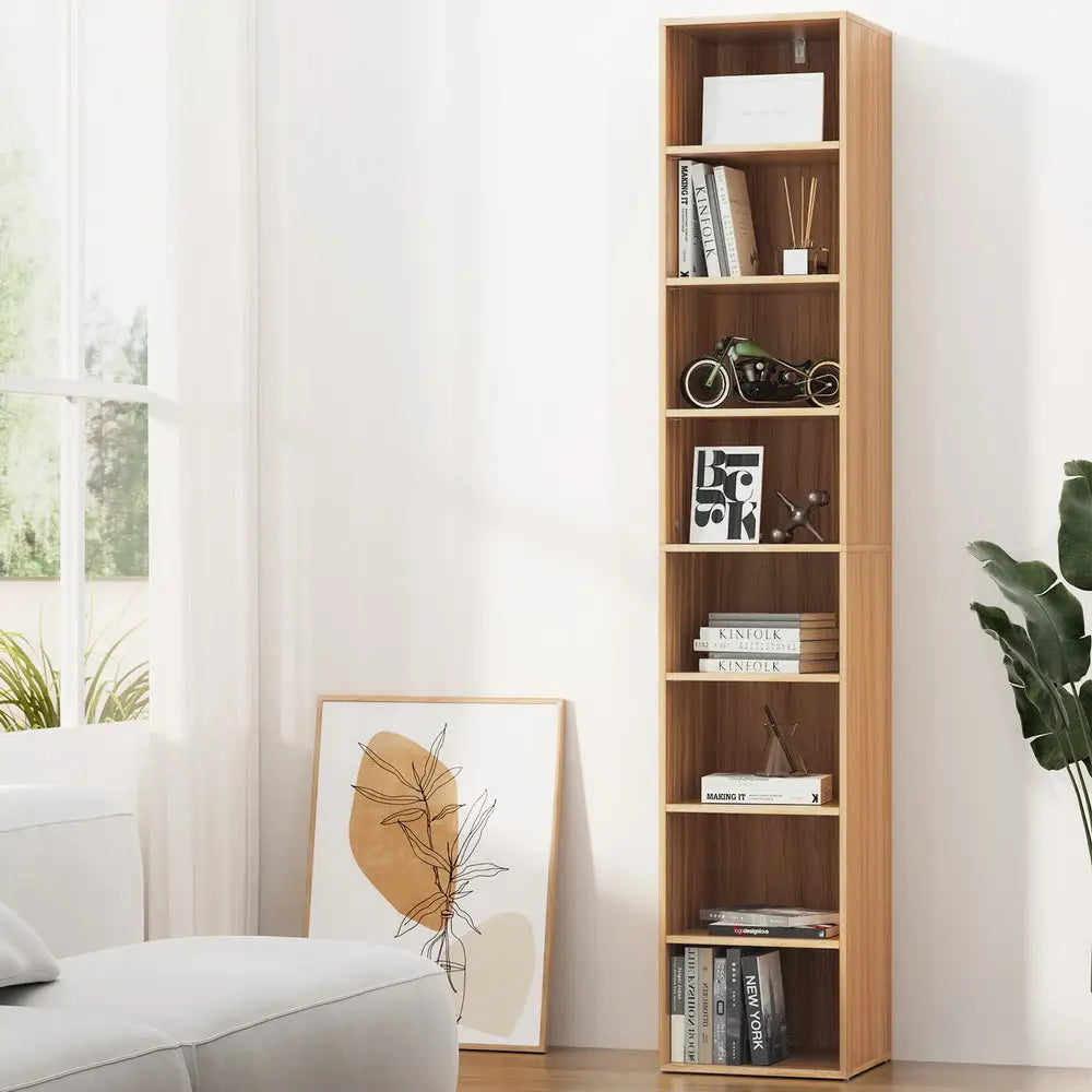 Artiss Bookshelf 8 Tiers MILO Pine - Furniture > Living Room