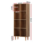 Artiss Bookshelf Bookcase 4 Tiers LEOR Walnut - Furniture > Living Room > Bookcases & Shelves