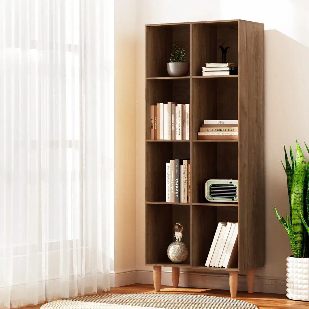 Artiss Bookshelf Bookcase 4 Tiers LEOR Walnut - Furniture > Living Room > Bookcases & Shelves