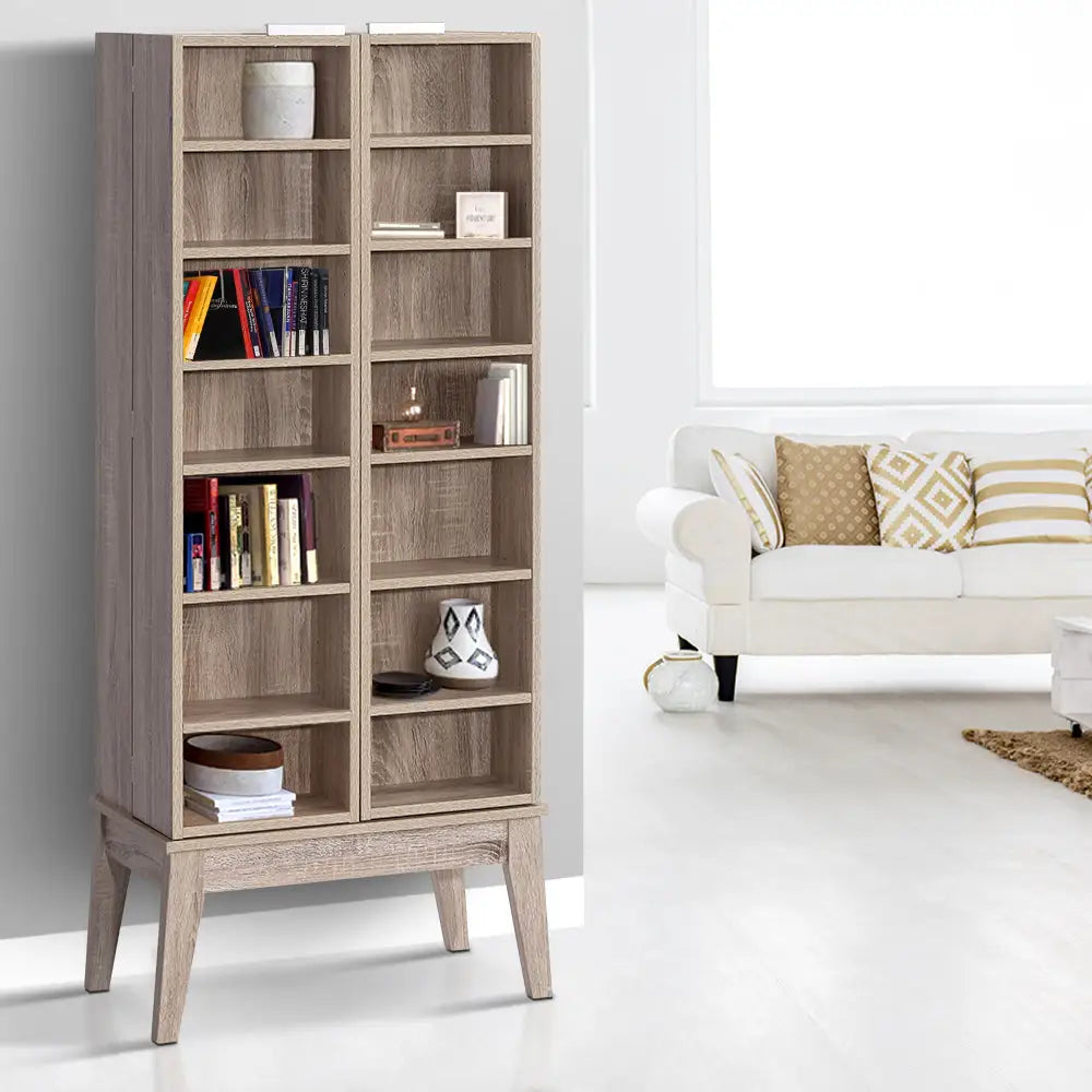 Artiss Bookshelf CD Storage Rack - BERG Oak - Furniture > Living Room > Bookcases & Shelves