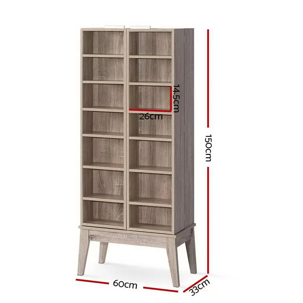 Artiss Bookshelf CD Storage Rack - BERG Oak - Furniture > Living Room > Bookcases & Shelves