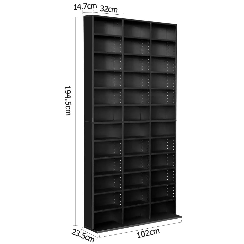 Artiss Bookshelf CD Storage Rack - BERT Black - Furniture > Living Room > Bookcases & Shelves