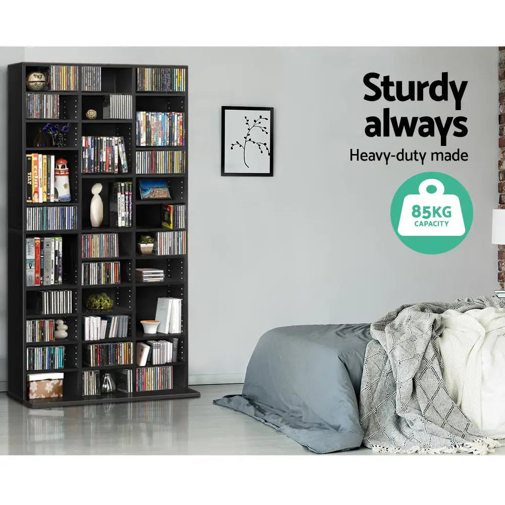 Artiss Bookshelf CD Storage Rack - BERT Black - Furniture > Living Room > Bookcases & Shelves