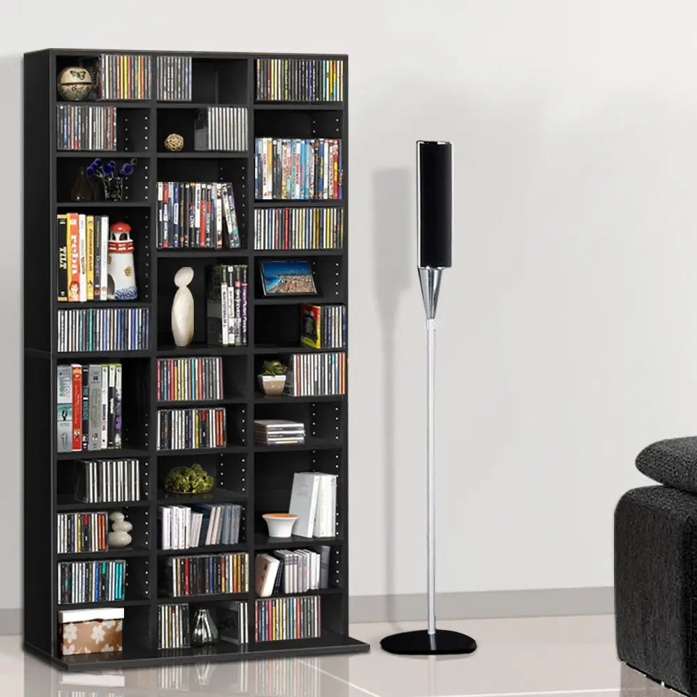 Artiss Bookshelf CD Storage Rack - BERT Black - Furniture > Living Room > Bookcases & Shelves