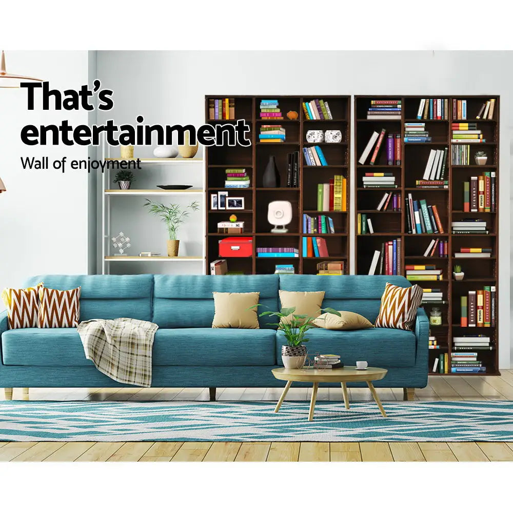 Artiss Bookshelf CD Storage Rack - BERT Brown - Home & Garden > Storage