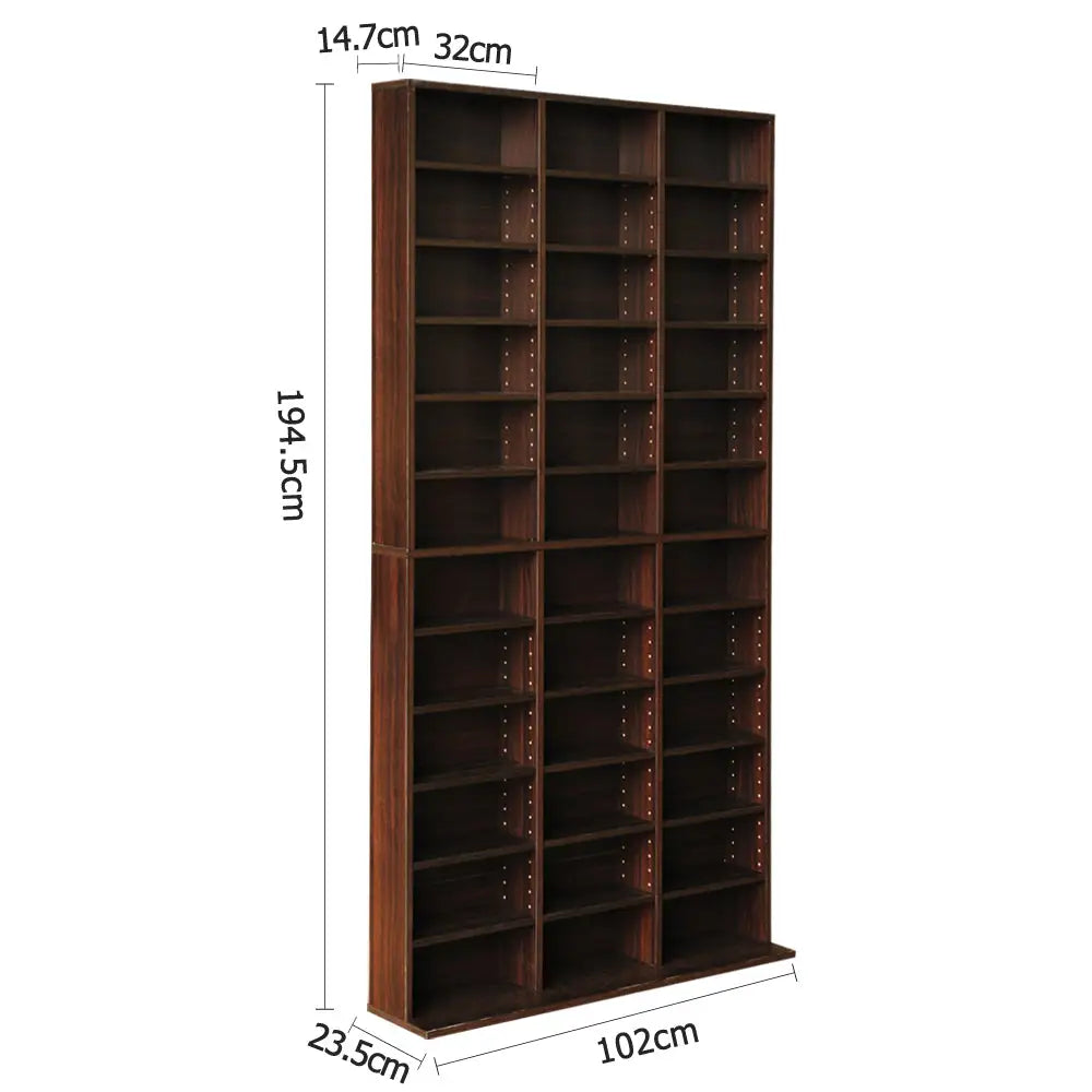 Artiss Bookshelf CD Storage Rack - BERT Brown - Home & Garden > Storage