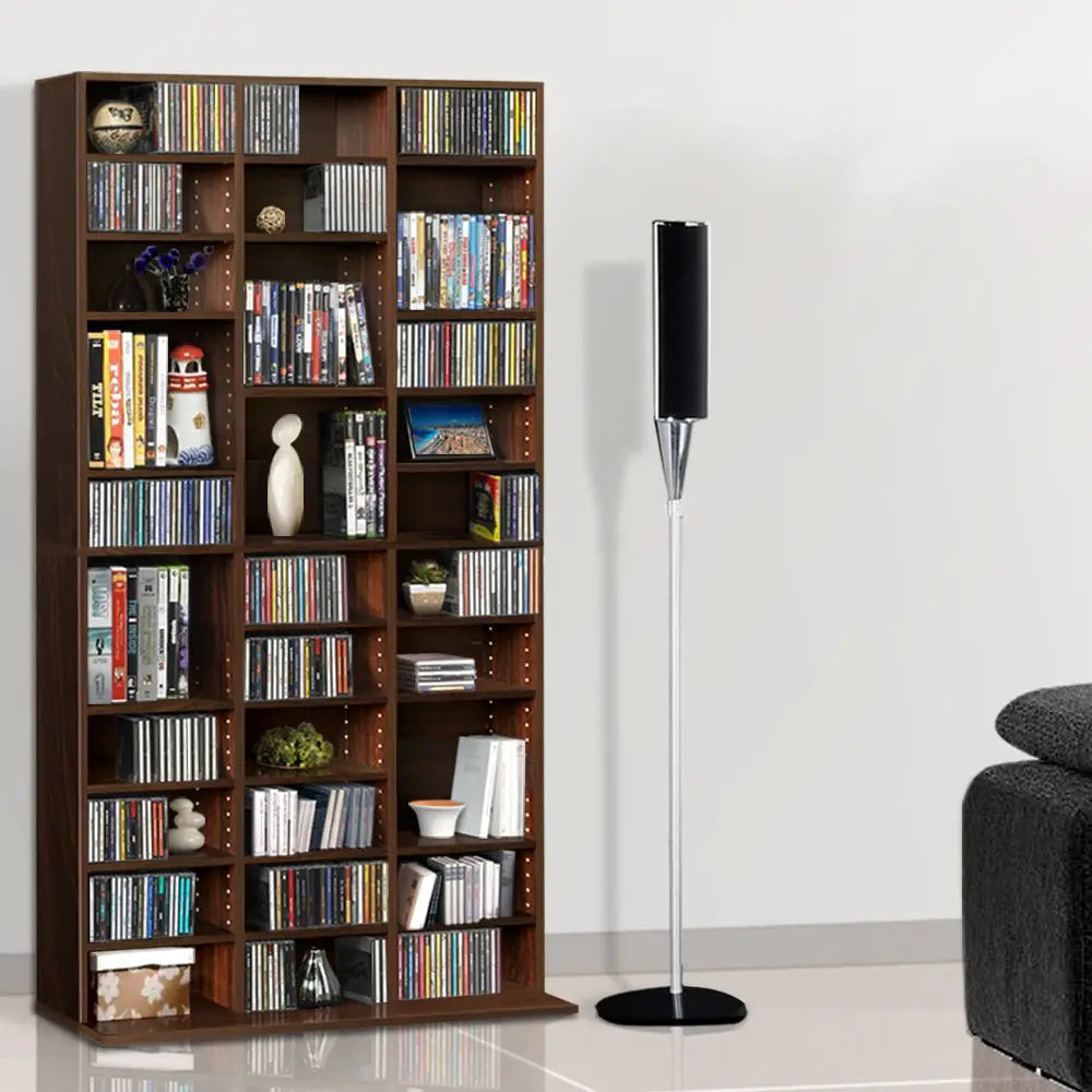 Artiss Bookshelf CD Storage Rack - BERT Brown - Home & Garden > Storage