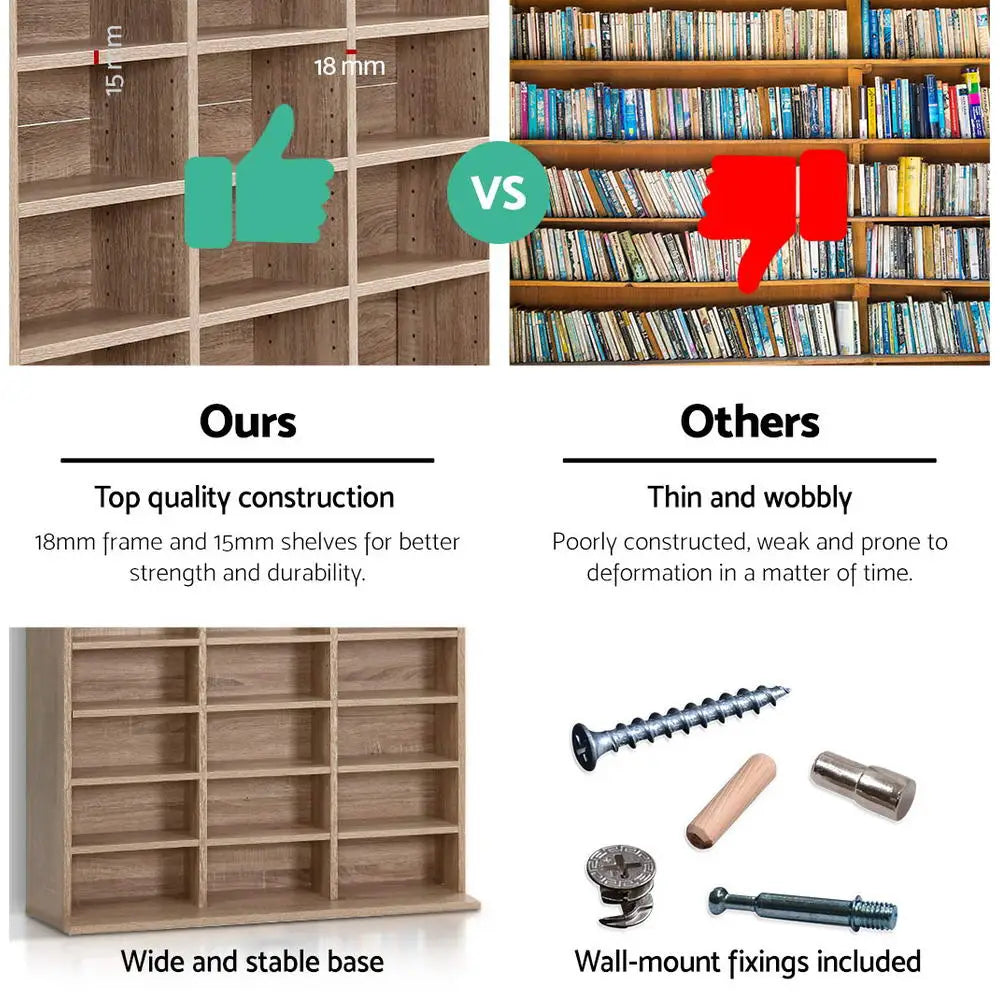 Artiss Bookshelf CD Storage Rack - BERT Oak - Furniture > Office