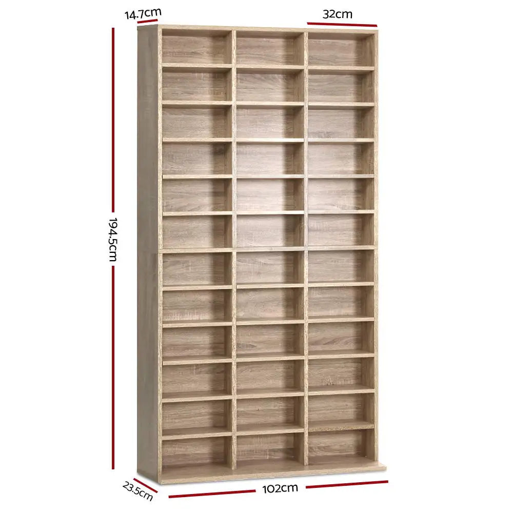 Artiss Bookshelf CD Storage Rack - BERT Oak - Furniture > Office