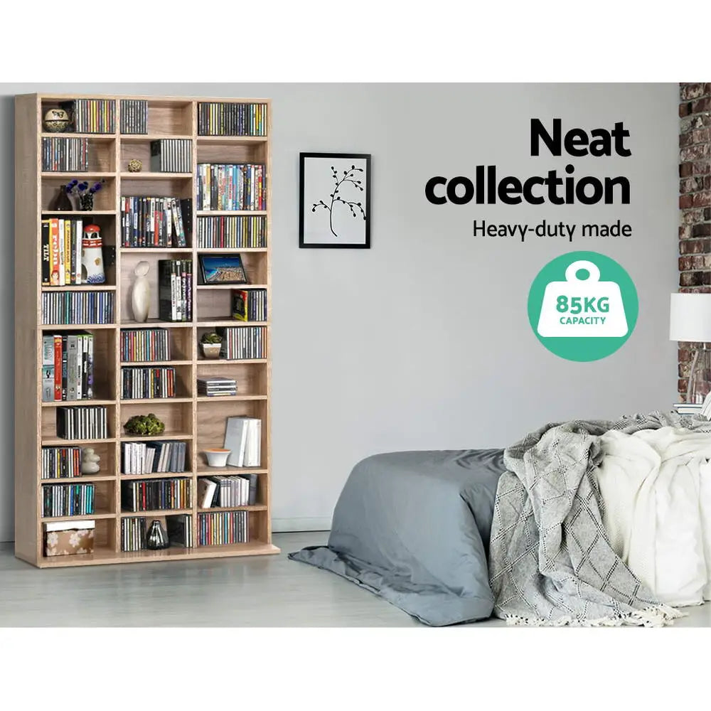Artiss Bookshelf CD Storage Rack - BERT Oak - Furniture > Office