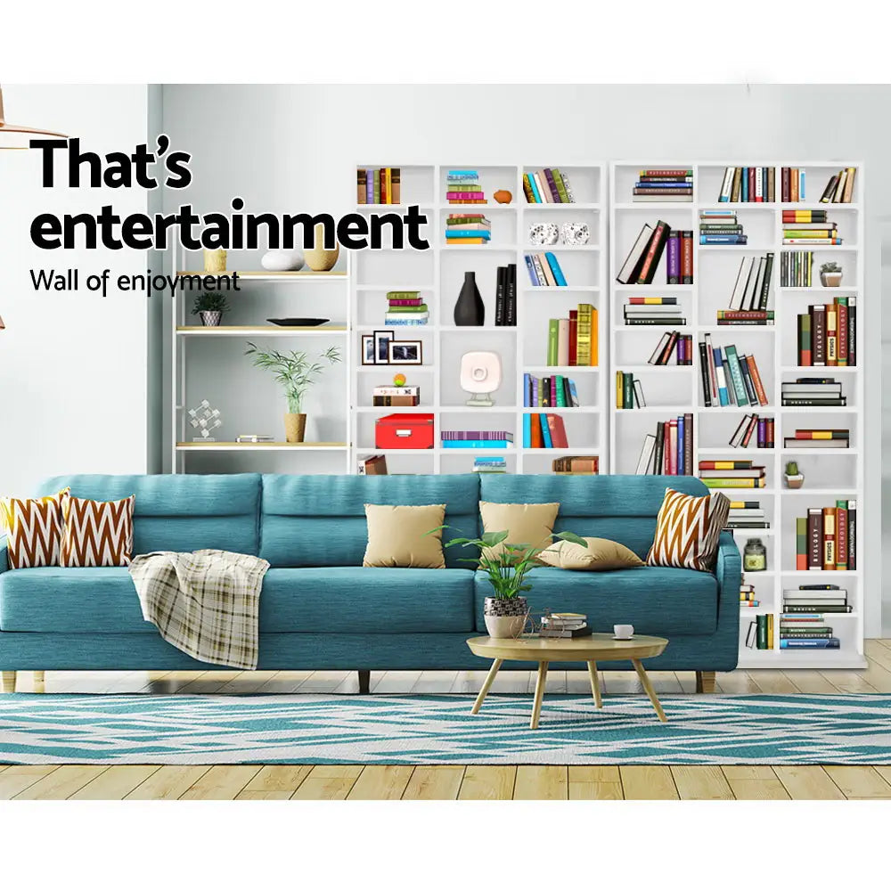 Artiss Bookshelf CD Storage Rack - BERT White - Home & Garden > Storage