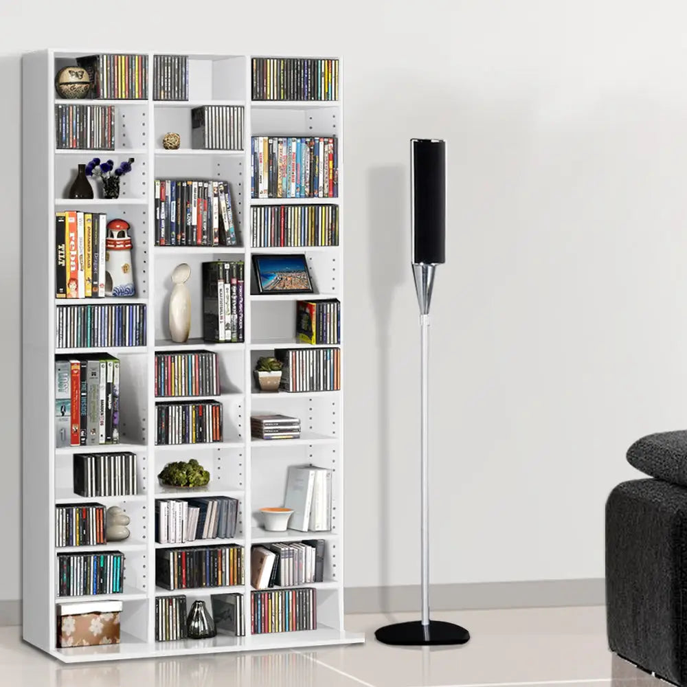 Artiss Bookshelf CD Storage Rack - BERT White - Home & Garden > Storage