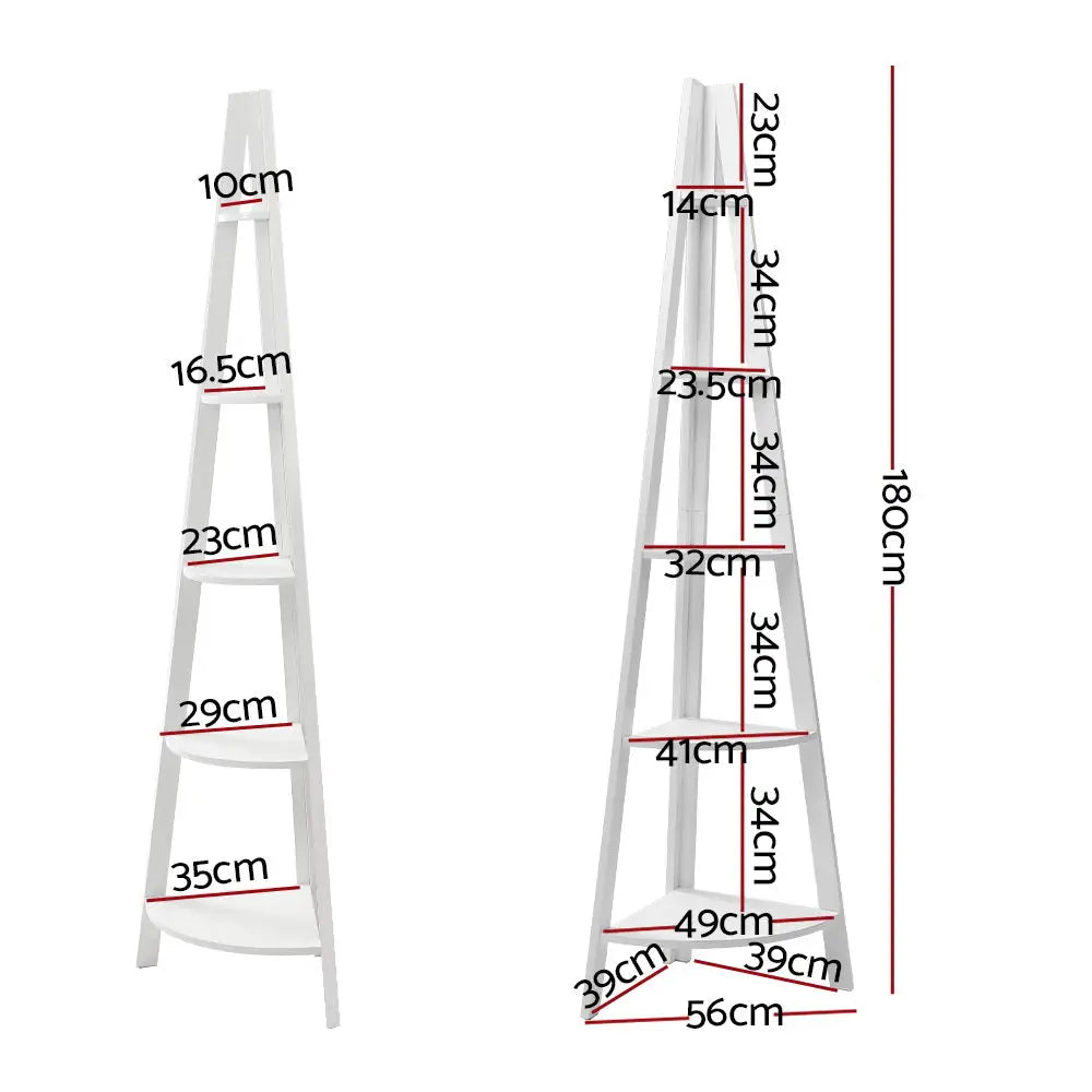 Artiss Bookshelf Corner Shelf 5 Tiers - CANE White - Furniture > Living Room