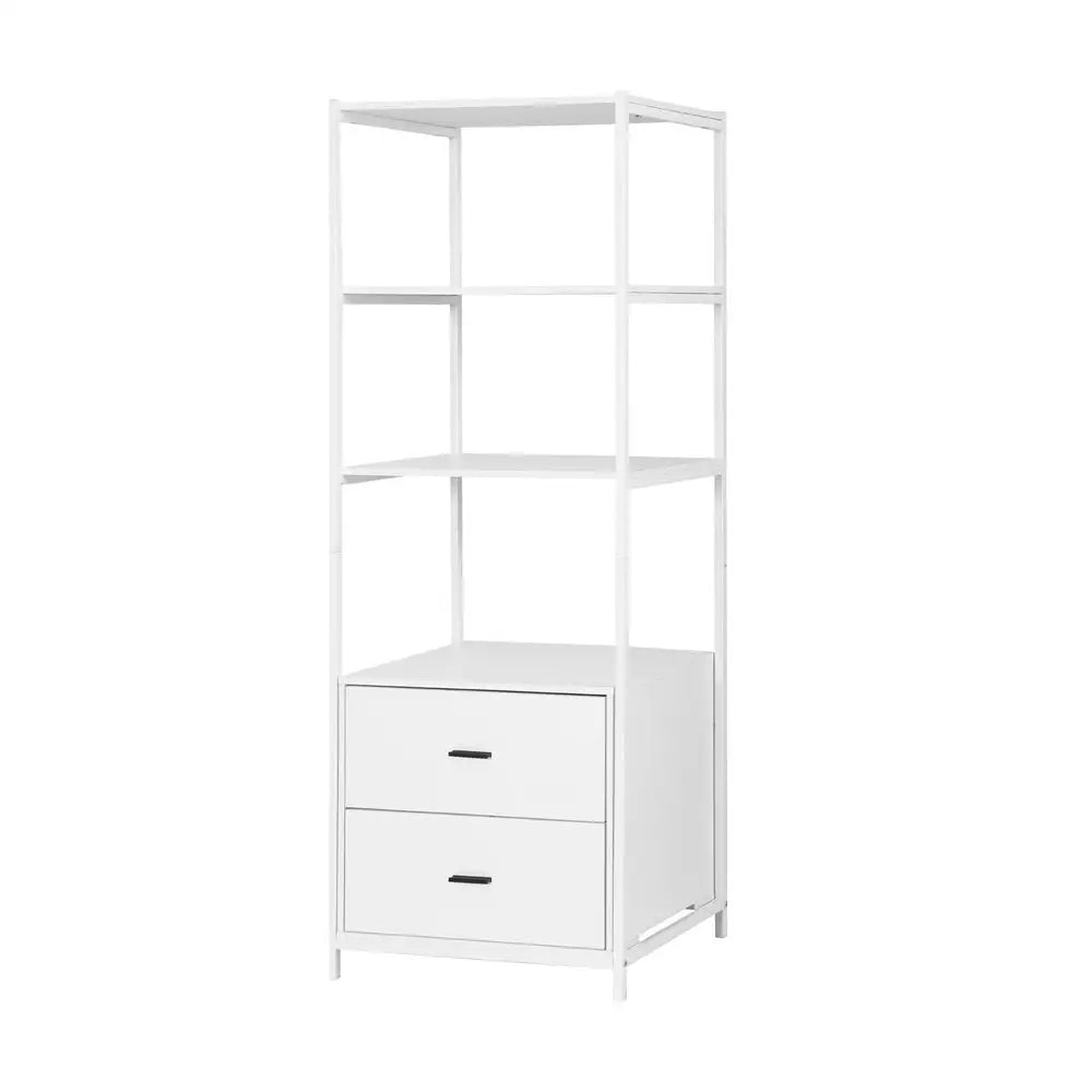 Artiss Bookshelf Display Shelf 2 Drawers 152CM White - Furniture > Living Room > Bookcases & Shelves