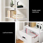 Artiss Bookshelf Display Shelf 2 Drawers 152CM White - Furniture > Living Room > Bookcases & Shelves