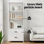 Artiss Bookshelf Display Shelf 2 Drawers 152CM White - Furniture > Living Room > Bookcases & Shelves