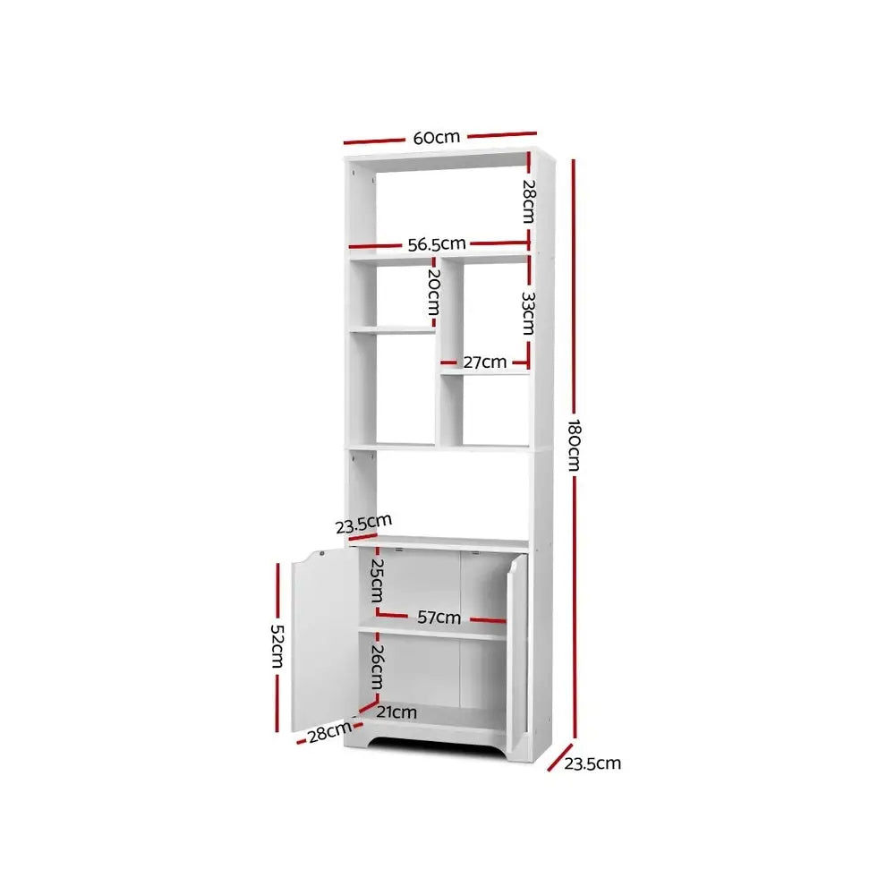Artiss Bookshelf with Cabinet - GINA White - Furniture > Office