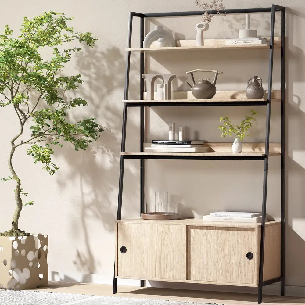 Artiss Bookshelf with Cabinet MIRA Oak - Furniture > Office